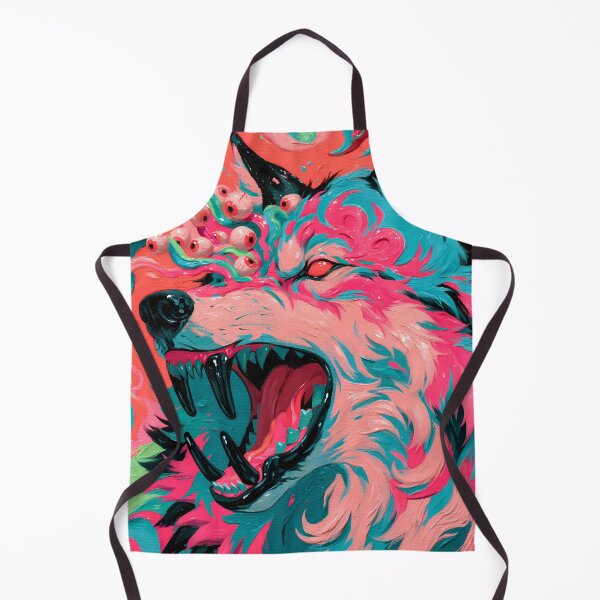 Item preview, Psychedelic Wolf Creepy Cute Neon Pink Art designed and sold by FrostyFrisby.