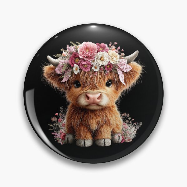 Item preview, Adorable Highland Cow with Flowers designed and sold by perijun.