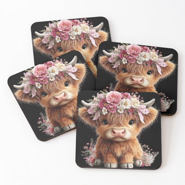 Item preview, Adorable Highland Cow with Flowers designed and sold by perijun.
