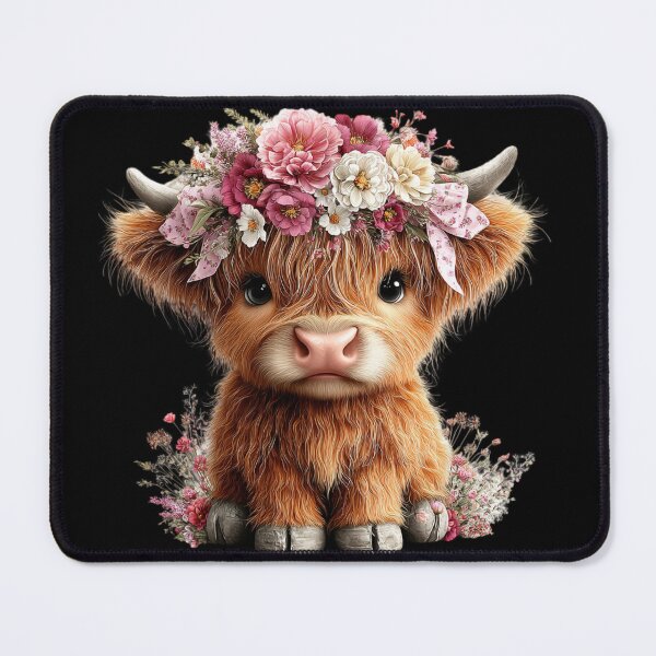 Item preview, Adorable Highland Cow with Flowers designed and sold by perijun.