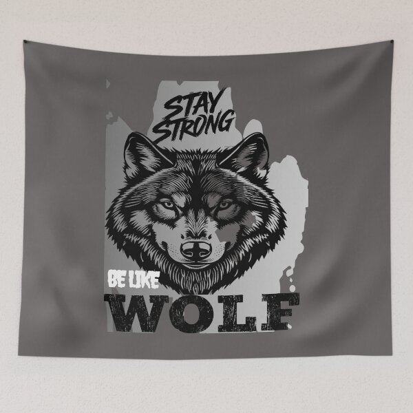 Item preview, Stay Strong Digital Wolf Art Gray designed and sold by GoGreenlove.