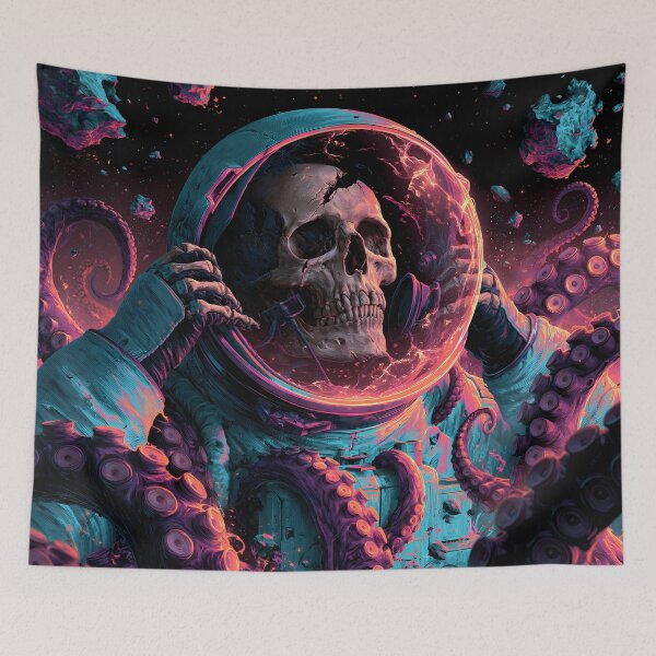 Item preview, Astronaut Skull Cosmic Horror Neon Tentacles designed and sold by FrostyFrisby.