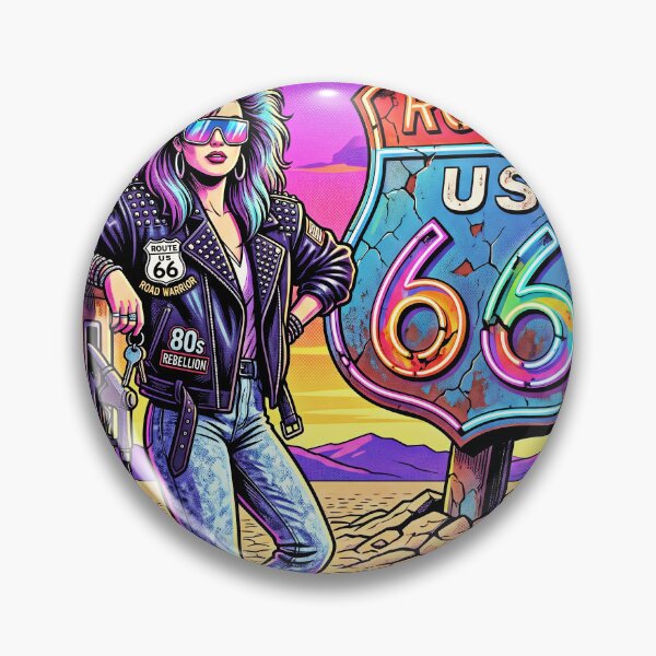 Item preview, ROUTE 66 The Mother Road 80s Legend Synthwave Road Warrior Poster designed and sold by RAMIX-Y2K.