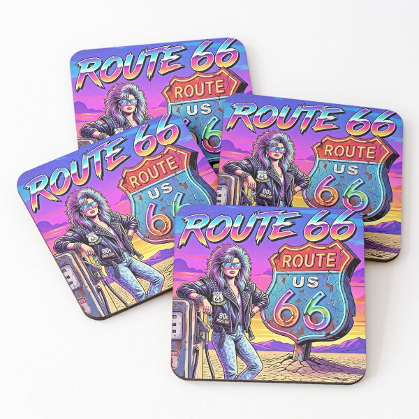 Item preview, ROUTE 66 The Mother Road 80s Legend Synthwave Road Warrior Poster designed and sold by RAMIX-Y2K.