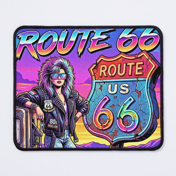 Item preview, ROUTE 66 The Mother Road 80s Legend Synthwave Road Warrior Poster designed and sold by RAMIX-Y2K.