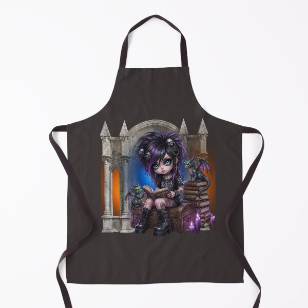 Item preview, Anime Emo punk Girl with Pet Dragons and Stacked Magic Spell Books designed and sold by aliyeus.