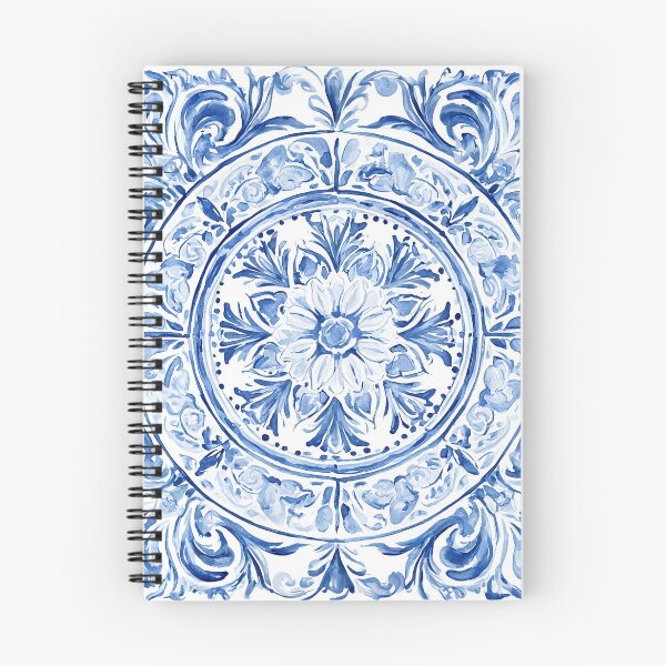 Item preview, Blue Azulejo Watercolor Pattern - Portuguese Tile Circular Daisy Design designed and sold by Yoruhara.