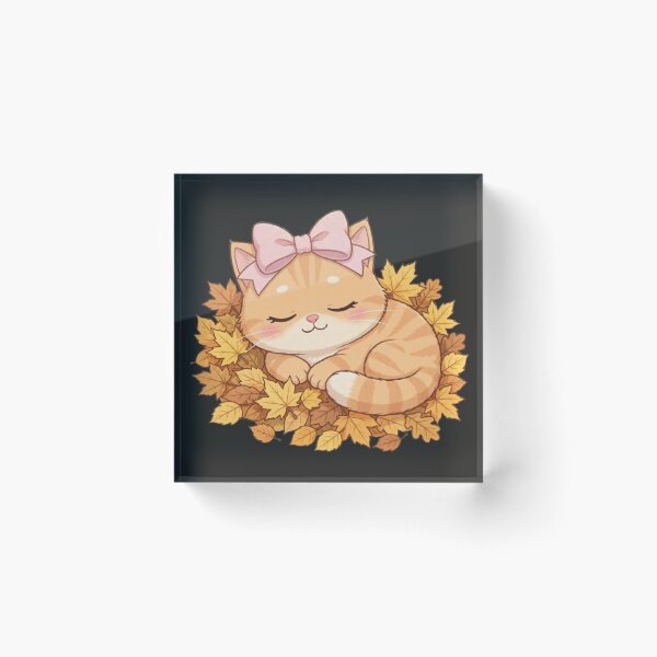 Item preview, Cute Fall Leaf Pile Cat Sleeping Autumn Leaves Cozy designed and sold by Moody Vibes Studio.