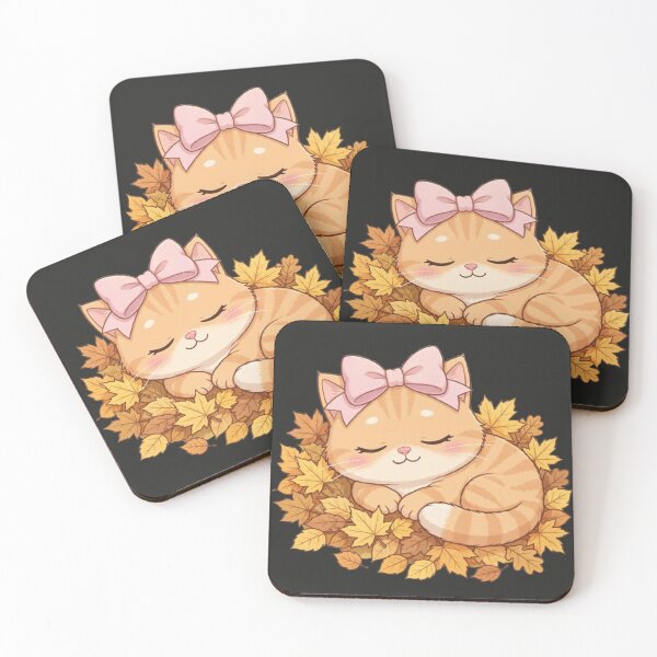Item preview, Cute Fall Leaf Pile Cat Sleeping Autumn Leaves Cozy designed and sold by Luna's World - Moody Vibes Studio.