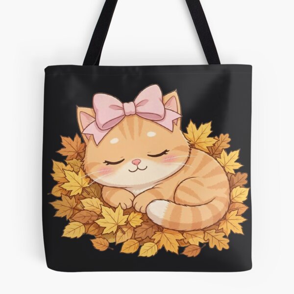 Item preview, Cute Fall Leaf Pile Cat Sleeping Autumn Leaves Cozy designed and sold by Moody Vibes Studio.