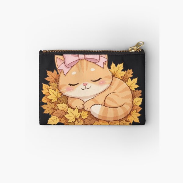 Item preview, Cute Fall Leaf Pile Cat Sleeping Autumn Leaves Cozy designed and sold by Moody Vibes Studio.