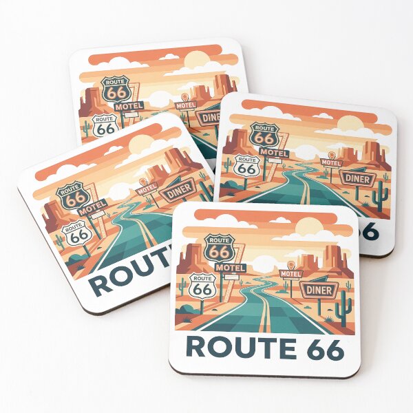 Item preview, Historic Route 66 Travel Souvenir - Classic Car & Desert Road Trip Art designed and sold by OzzFrequency.