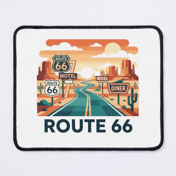 Item preview, Historic Route 66 Travel Souvenir - Classic Car & Desert Road Trip Art designed and sold by OzzFrequency.