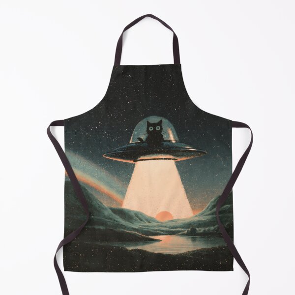 Item preview, Cat UFO Black Kitty Flying Saucer Night Sky designed and sold by FrostyFrisby.