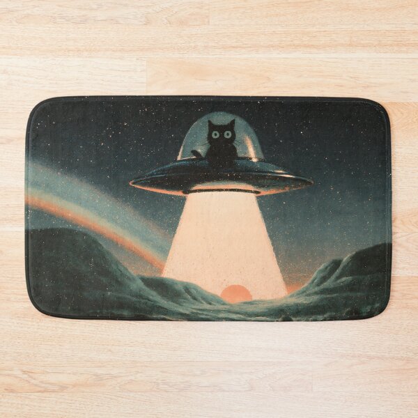 Item preview, Cat UFO Black Kitty Flying Saucer Night Sky designed and sold by FrostyFrisby.