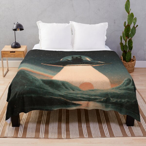 Item preview, Cat UFO Black Kitty Flying Saucer Night Sky designed and sold by FrostyFrisby.