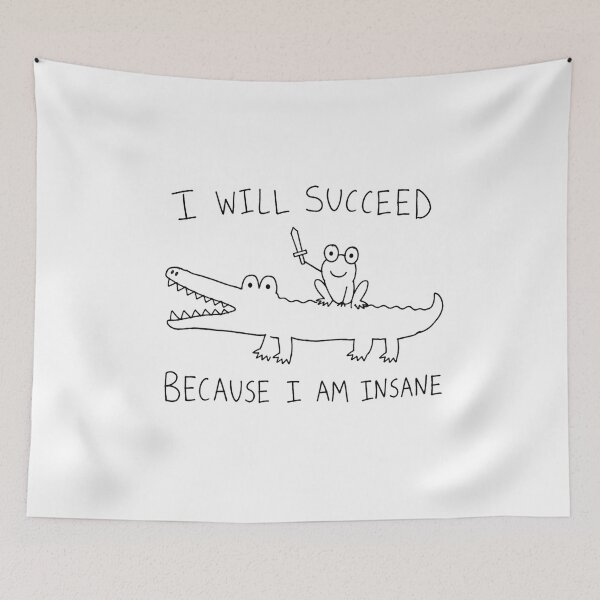 Item preview, I Will Succeed Because I Am Insane Faded Sketch Silhouette Art Frog Meme Humor Gift for Meme Lovers designed and sold by Nightarel.