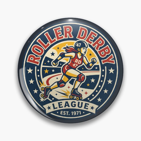 Item preview, Roller Derby League Vintage Quad Skater Girl Retro 1971 Emblem designed and sold by KiwiRider.