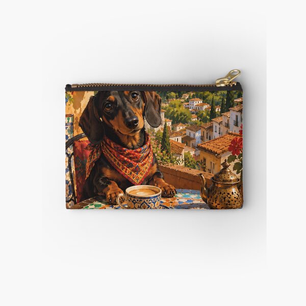 Item preview, Dachshund in a Granada cafe overlooking the Alhambra designed and sold by Nomad-Paws.