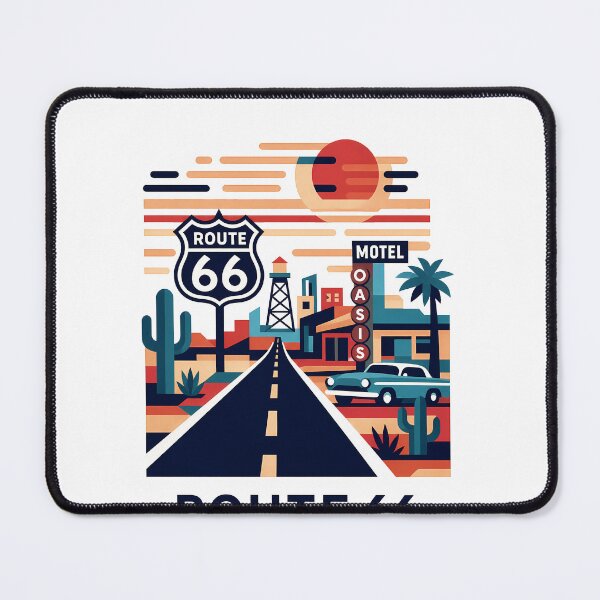 Item preview, Historic Route 66 Travel Souvenir - Classic Car & Desert Road Trip Art designed and sold by OzzFrequency.