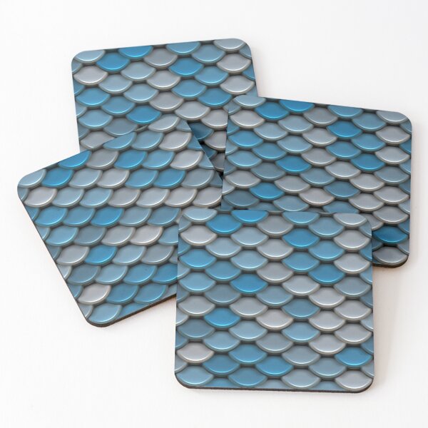 Item preview, Blue Silver Metallic Fish Scale Abstract Pattern designed and sold by Sybille-Yates.