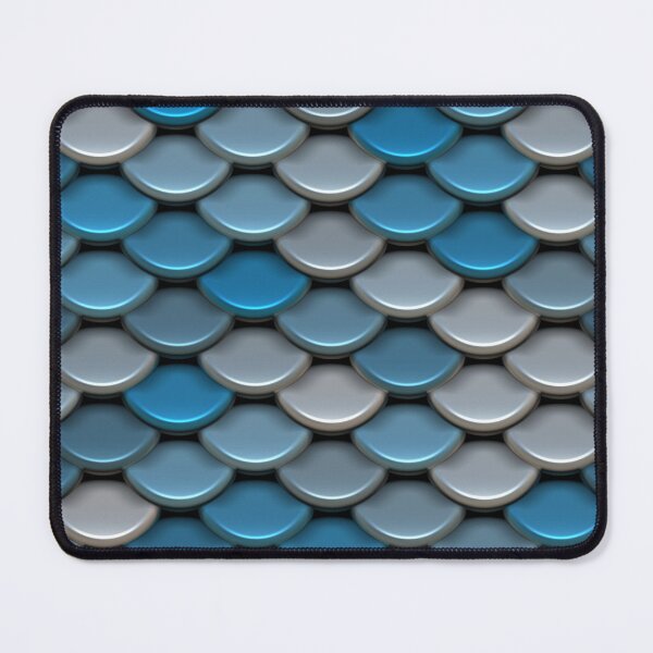 Item preview, Blue Silver Metallic Fish Scale Abstract Pattern designed and sold by Sybille-Yates.