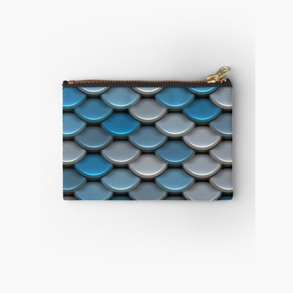 Item preview, Blue Silver Metallic Fish Scale Abstract Pattern designed and sold by Sybille-Yates.