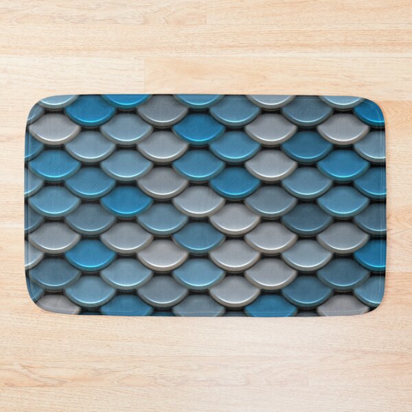 Item preview, Blue Silver Metallic Fish Scale Abstract Pattern designed and sold by Sybille-Yates.