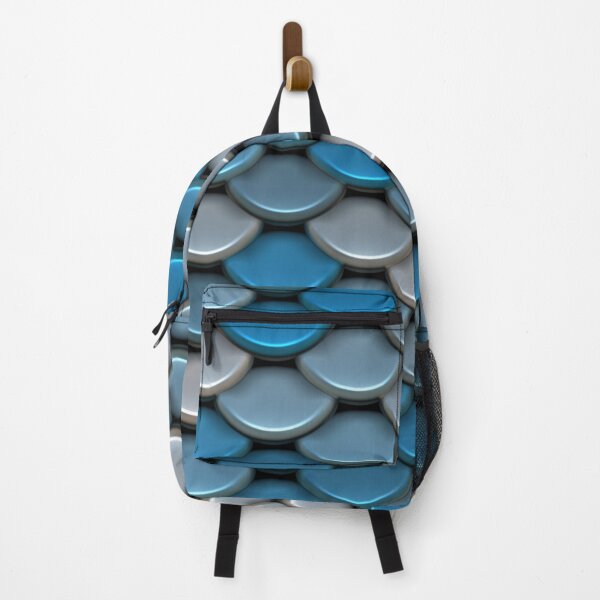 Item preview, Blue Silver Metallic Fish Scale Abstract Pattern designed and sold by Sybille-Yates.