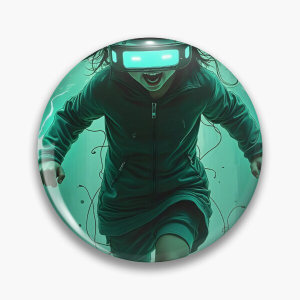 Item preview, VR Gamer Girl Neon Green Virtual Reality Runner designed and sold by RAMIX-Y2K.
