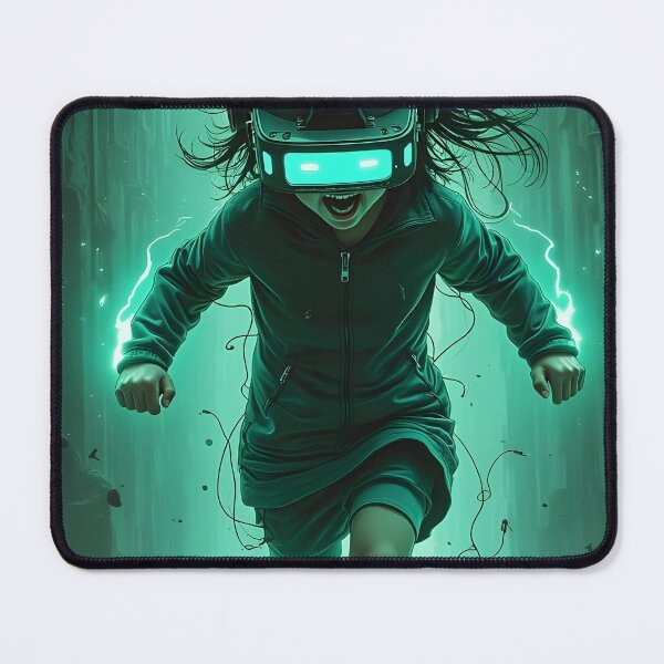 Item preview, VR Gamer Girl Neon Green Virtual Reality Runner designed and sold by RAMIX-Y2K.