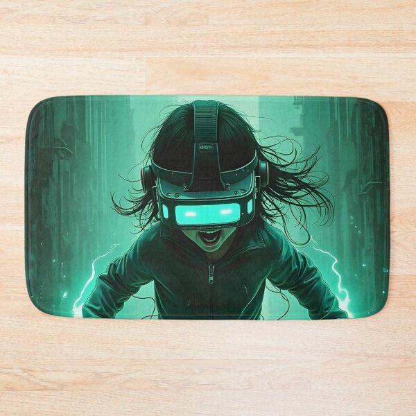 Item preview, VR Gamer Girl Neon Green Virtual Reality Runner designed and sold by RAMIX-Y2K.