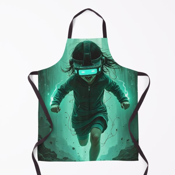 Item preview, VR Gamer Girl Neon Green Virtual Reality Runner designed and sold by RAMIX-Y2K.