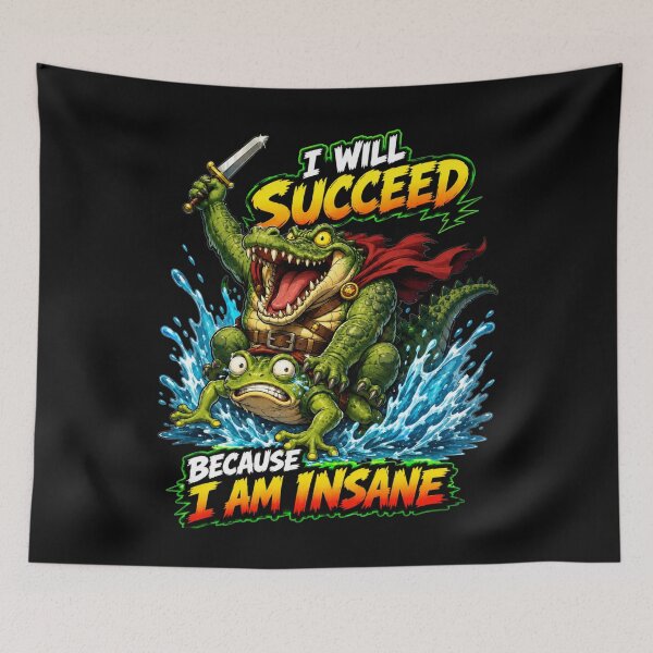 Item preview, I Will Succeed Because I Am Insane Dynamic Splash Action Art Frog Meme Humor Gift for Meme Lovers designed and sold by Nightarel.