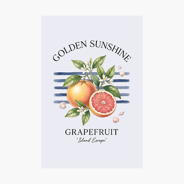 Aperçu de l'œuvre Golden Sunshine – Motif Agrumes Pamplemousse créée et vendue par Sea Gem.