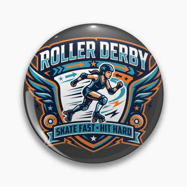 Item preview, Roller Derby Skate Fast Hit Hard Winged Skater Girl Crest designed and sold by KiwiRider.