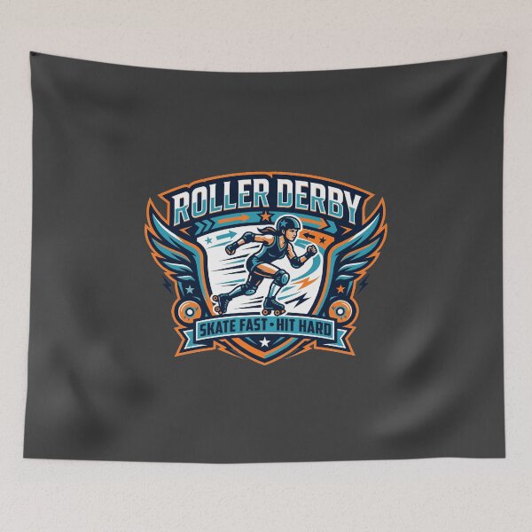 Item preview, Roller Derby Skate Fast Hit Hard Winged Skater Girl Crest designed and sold by KiwiRider.