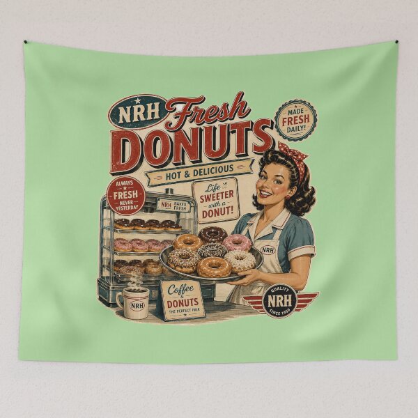 Item preview, Fresh Donuts Retro Bakery Poster designed and sold by Normandy Road Heritage.