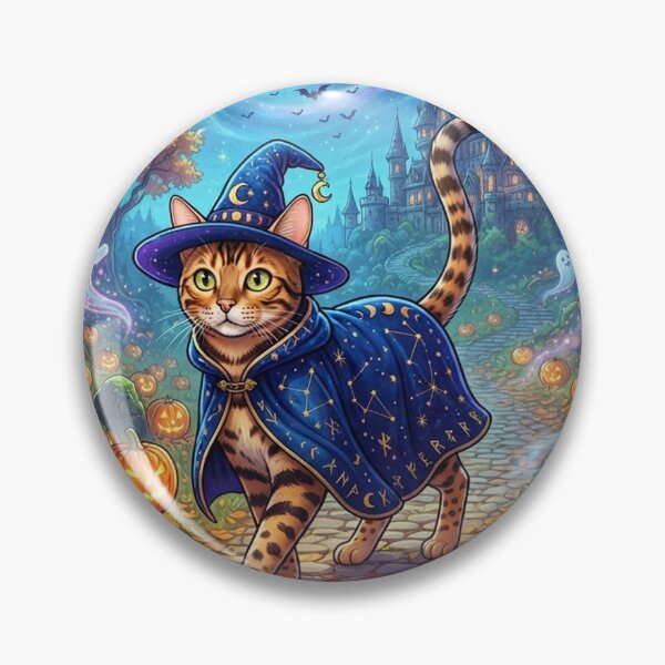 Item preview, Bengal Cat Wizard Halloween Magic Wand and Friendly Ghosts Castle designed and sold by Ghostlycats2026.