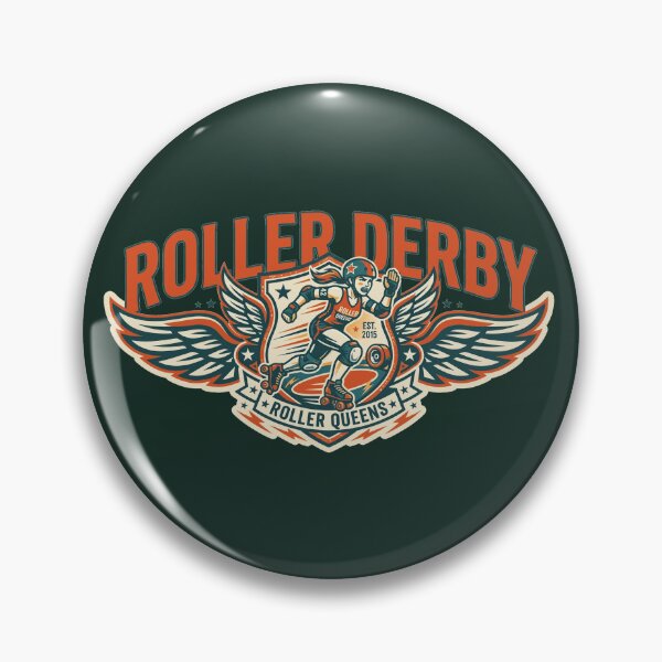 Item preview, Roller Derby Roller Queens Winged Vintage Quad Skater Crest designed and sold by KiwiRider.