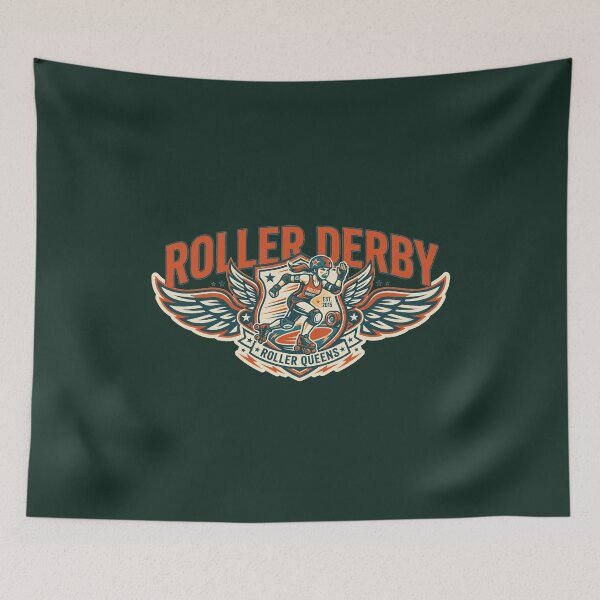 Item preview, Roller Derby Roller Queens Winged Vintage Quad Skater Crest designed and sold by KiwiRider.