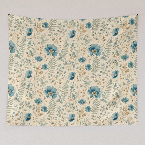 Item preview, Vintage Prussian Blue Botanical Watercolor Pattern designed and sold by RescueHeart10.