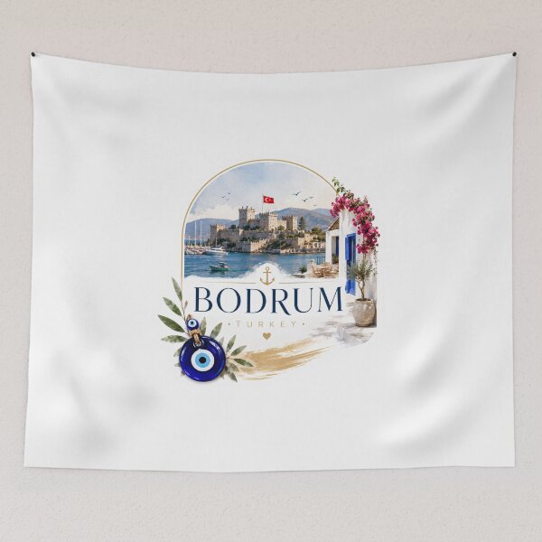 Item preview, Bodrum Turkey Castle Blue Doors Aegean Coast Travel Souvenir designed and sold by GusiaTreasures.