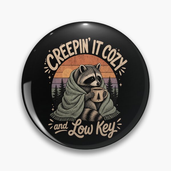Item preview, Creepin' It Cozy Low Key Raccoon Coffee Forest designed and sold by StuckOnTees.