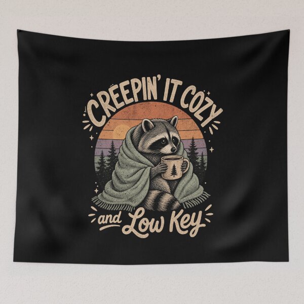 Item preview, Creepin' It Cozy Low Key Raccoon Coffee Forest designed and sold by StuckOnTees.