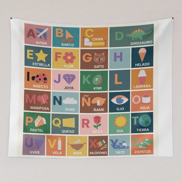 Item preview, Spanish Educational Learn Alphabet Original Custom Learning Poster Wall Art Design designed and sold by Cool Robot Bro..