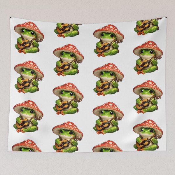 Item preview, Vintage Cottagecore Frog Playing Guitar designed and sold by wallpapersarts.
