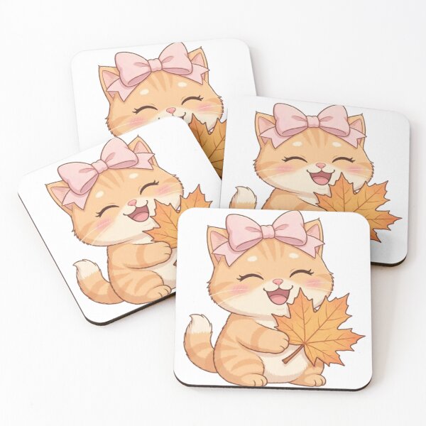 Item preview, Cute Fall Maple Leaf Cat Holding Autumn Leaf Happy designed and sold by Luna's World - Moody Vibes Studio.
