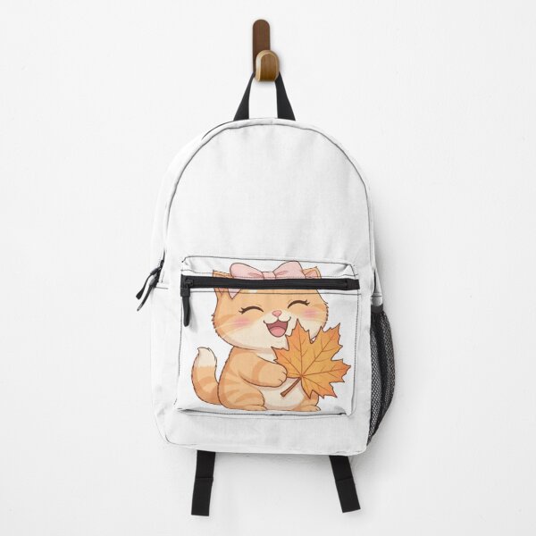 Item preview, Cute Fall Maple Leaf Cat Holding Autumn Leaf Happy designed and sold by Moody Vibes Studio.