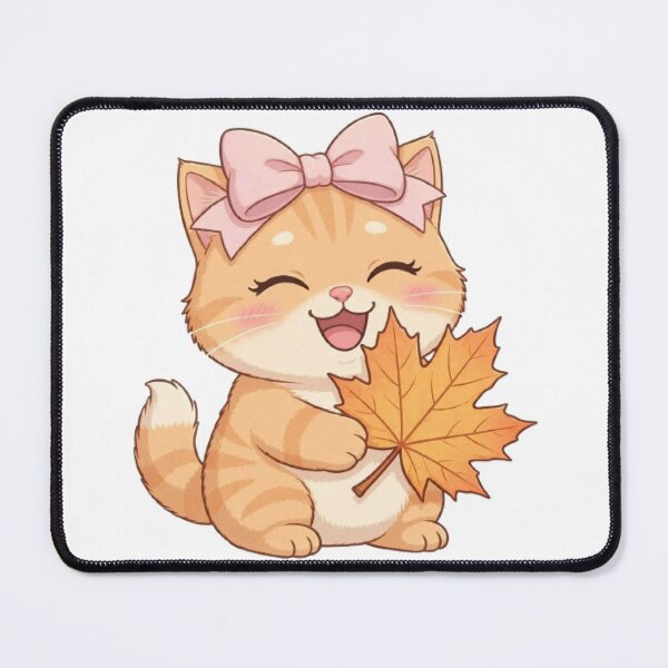 Item preview, Cute Fall Maple Leaf Cat Holding Autumn Leaf Happy designed and sold by Moody Vibes Studio.